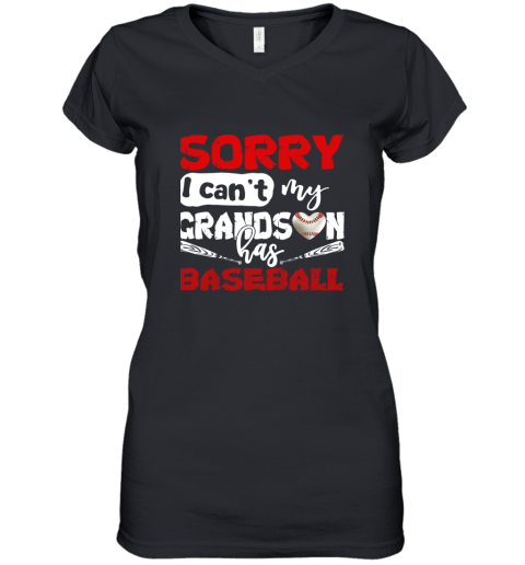 Sorry I Can't My Grandson Has Baseball TShirt Grandma Women's V-Neck T-Shirt