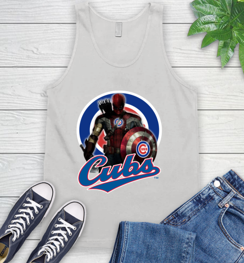 MLB Captain America Thor Spider Man Hawkeye Avengers Endgame Baseball Chicago Cubs Tank Top
