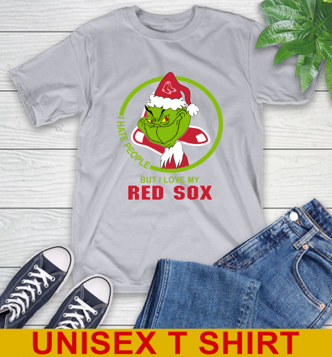 Boston Red Sox MLB Christmas Grinch I Hate People But I Love My Favorite Baseball Team T-Shirt 6