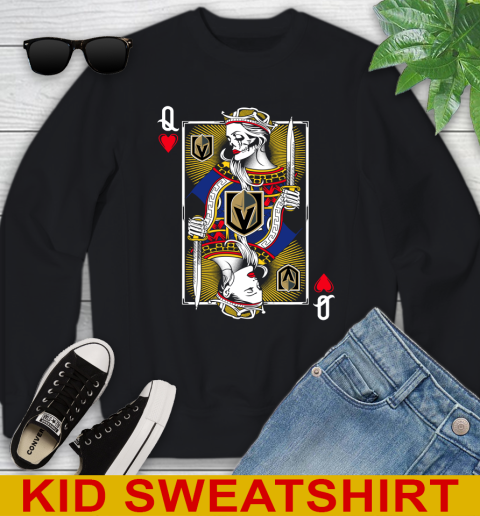 NHL Hockey Vegas Golden Knights The Queen Of Hearts Card Shirt Youth Sweatshirt