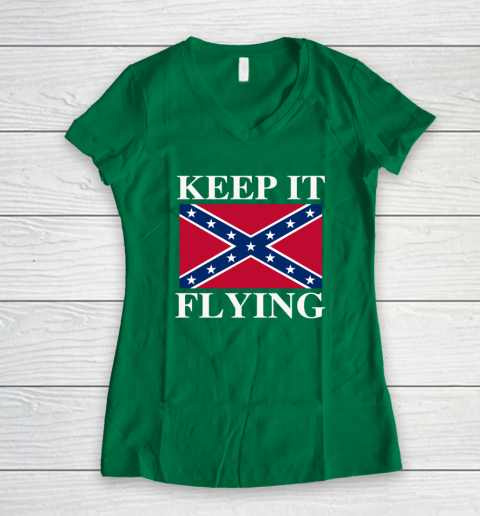 Keep It Flying Confederate Flag Women's V-Neck T-Shirt 3