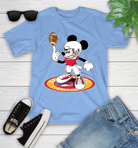NFL Football Kansas City Chiefs Cheerful Mickey Disney Shirt Youth T-Shirt 11