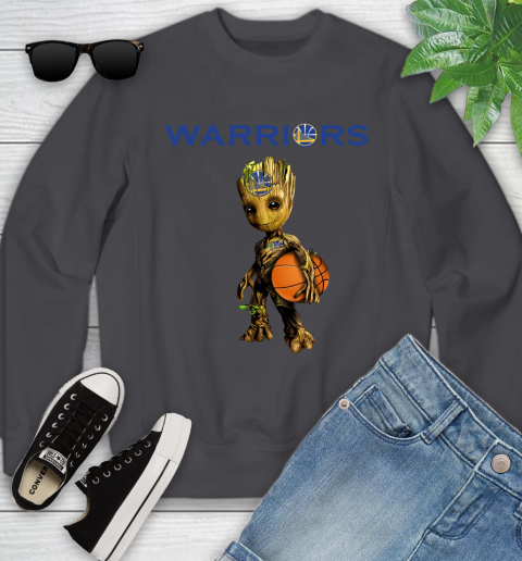 Golden State Warriors NBA Basketball Groot Marvel Guardians Of The Galaxy Youth Sweatshirt 6
