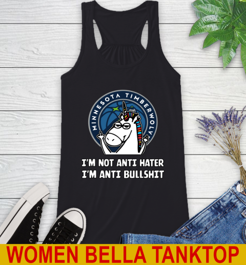 Minnesota Timberwolves NBA Basketball Unicorn I'm Not Anti Hater I'm Anti Bullshit Racerback Tank 2
