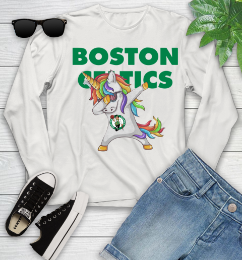 Boston Celtics NBA Basketball Funny Unicorn Dabbing Sports Youth Long Sleeve 12