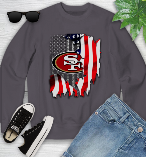 San Francisco 49ers NFL Football American Flag Youth Sweatshirt 5