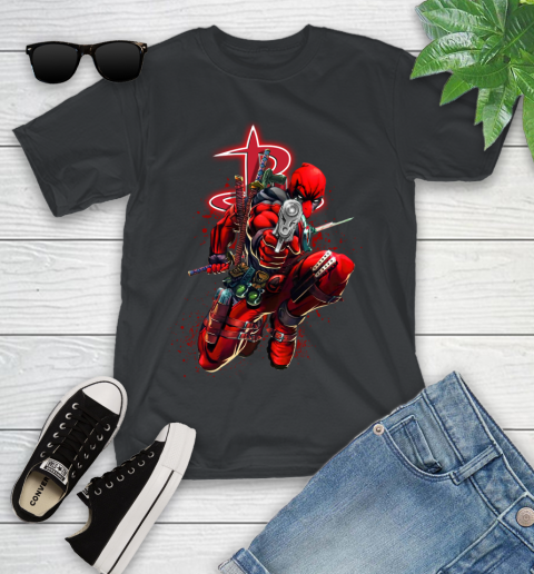 NBA Deadpool Marvel Comics Sports Basketball Houston Rockets Youth T-Shirt 2