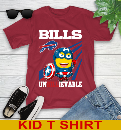 NFL Football Buffalo Bills Captain America Marvel Avengers Minion Shirt Youth T-Shirt 12