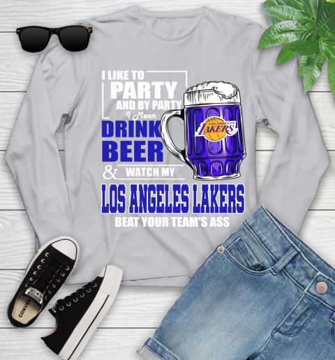 NBA Drink Beer and Watch My Los Angeles Lakers Beat Your Team's Ass Basketball Youth Long Sleeve 5