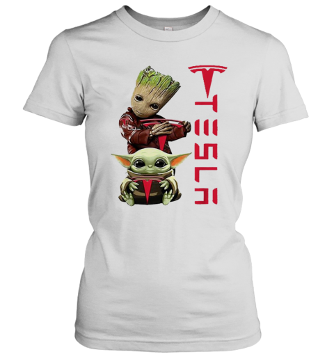 Baby Groot And Baby Yoda Tesla Star Wars Women's T-Shirt