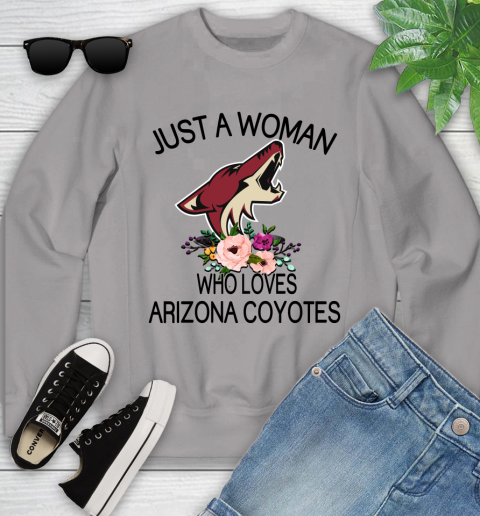 NHL Just A Woman Who Loves Arizona Coyotes Hockey Sports Youth Sweatshirt 2