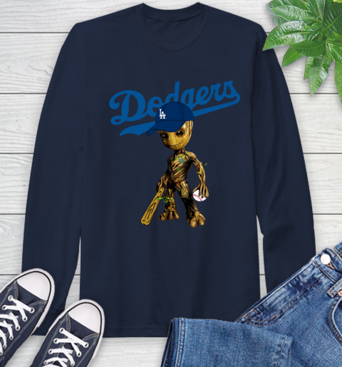 MLB Los Angeles Dodgers Groot Guardians Of The Galaxy Baseball Long Sleeve T-Shirt 4