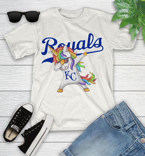 Kansas City Royals MLB Baseball Funny Unicorn Dabbing Sports Youth T-Shirt