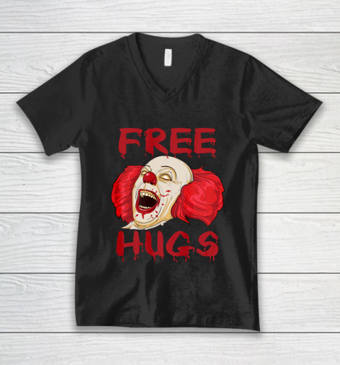 Free Hugs Halloween Evil Killer Scary Clown Horror Gift T Shirt.1RSKTZUYCR V-Neck T-Shirt