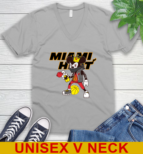 Miami Heat NBA Basketball Mickey Peace Sign Sports V-Neck T-Shirt 4