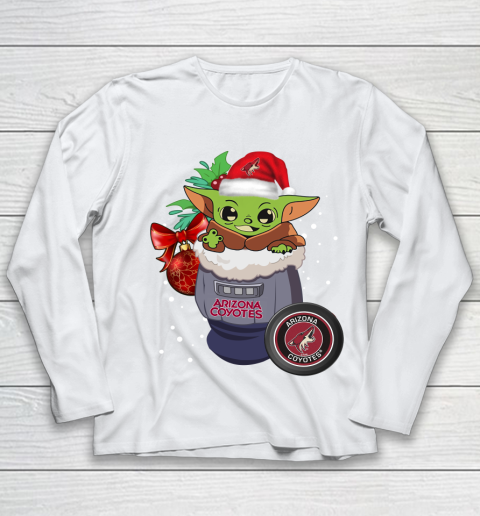 Arizona Coyotes Christmas Baby Yoda Star Wars Funny Happy NHL Youth Long Sleeve 2