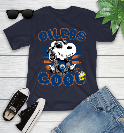 NHL Hockey Edmonton Oilers Cool Snoopy Shirt Youth T-Shirt 2