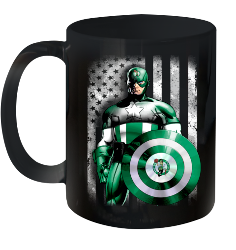 Boston Celtics NBA Basketball Captain America Marvel Avengers American Flag Shirt Ceramic Mug 11oz