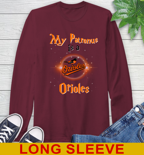 MLB Baseball Harry Potter My Patronus Is A Baltimore Orioles Long Sleeve T-Shirt 7