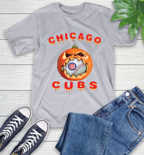 MLB Chicago Cubs Halloween Pumpkin Baseball Sports T-Shirt 6