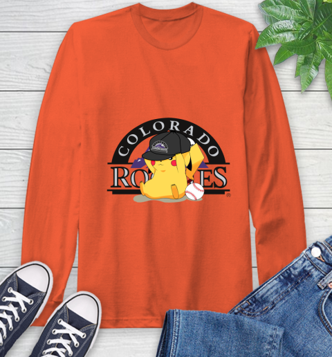 MLB Pikachu Baseball Sports Colorado Rockies Long Sleeve T-Shirt 5