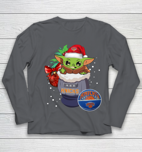 New York Knicks Christmas Baby Yoda Star Wars Funny Happy NBA Youth Long Sleeve 8