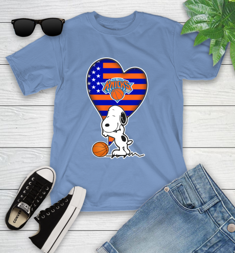 New York Knicks NBA Basketball The Peanuts Movie Adorable Snoopy Youth T-Shirt 11