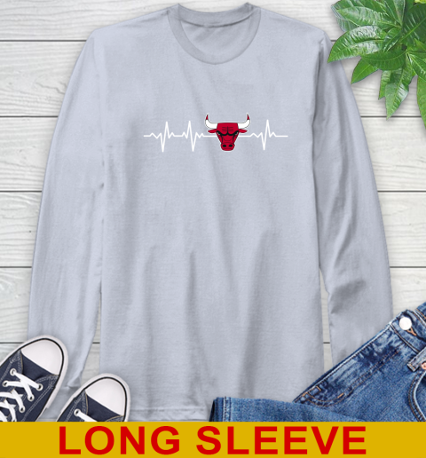 Chicago Bulls NBA Basketball Heart Beat Shirt Long Sleeve T-Shirt - Image 7
