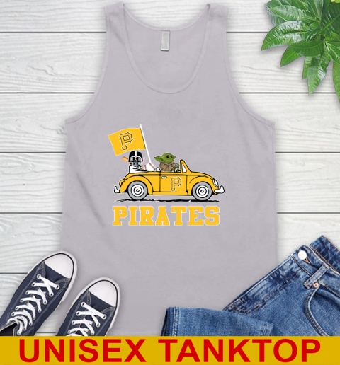 MLB Baseball Pittsburgh Pirates Darth Vader Baby Yoda Driving Star Wars Shirt Tank Top 4