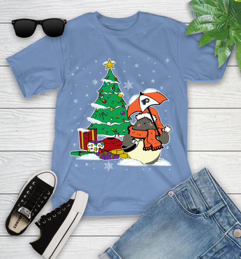 Philadelphia Flyers NHL Hockey Cute Tonari No Totoro Christmas Sports Youth T-Shirt 30