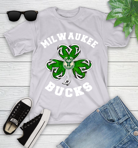NBA Milwaukee Bucks Three Leaf Clover St Patrick's Day Basketball Sports Youth T-Shirt 4