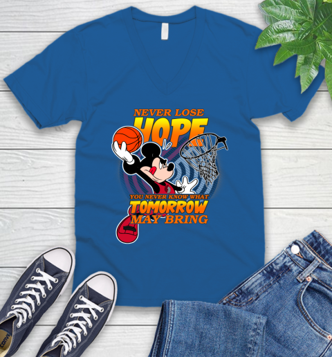 Portland Trail Blazers NBA Basketball Mickey Disney Never Lose Hope V-Neck T-Shirt 5