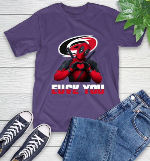 NHL Carolina Hurricanes Deadpool Love You Fuck You Hockey Sports T-Shirt 5
