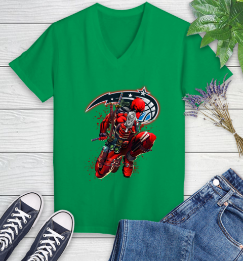 NBA Deadpool Marvel Comics Sports Basketball Orlando Magic Women's V-Neck T-Shirt 5
