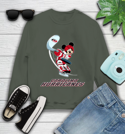 NHL Hockey Carolina Hurricanes Cheerful Mickey Mouse Shirt Youth Sweatshirt 9