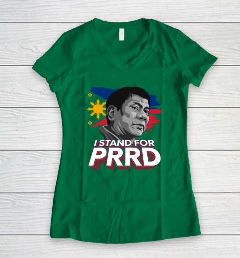 I Stand for PRRD Supporter Digong Duterte Philippine DU30 Women's V-Neck T-Shirt 3