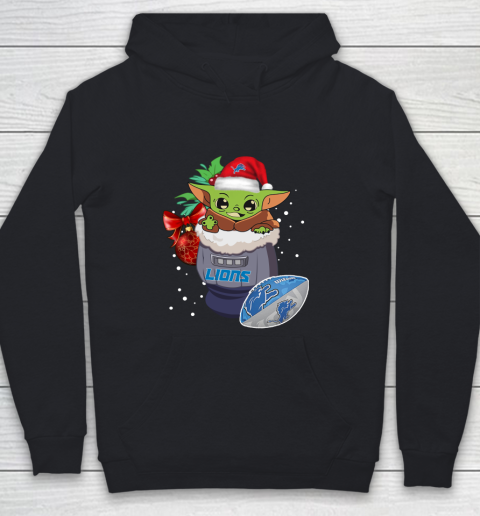 Detroit Lions Christmas Baby Yoda Star Wars Funny Happy NFL Youth Hoodie