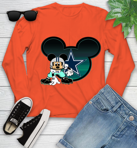 NFL Dallas Cowboys Mickey Mouse Disney Football T Shirt Youth Long Sleeve 4