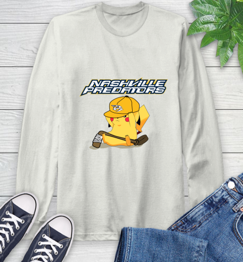 NHL Pikachu Hockey Sports Nashville Predators Long Sleeve T-Shirt 12