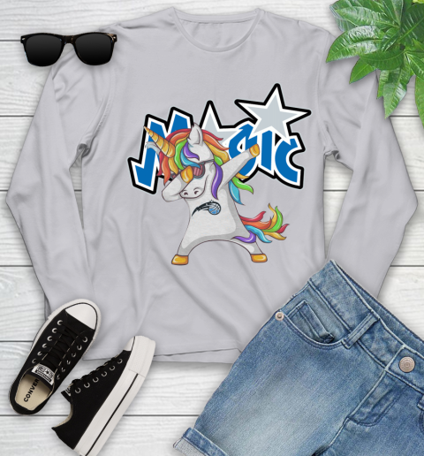 Orlando Magic NBA Basketball Funny Unicorn Dabbing Sports Youth Long Sleeve 5