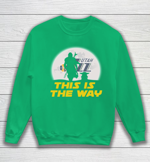 Utah Jazz NBA Basketball Star Wars Yoda And Mandalorian This Is The Way Sweatshirt 5