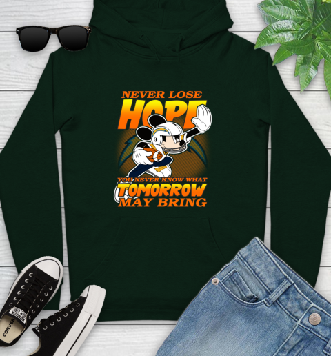 Los Angeles Chargers NFL Football Mickey Disney Never Lose Hope Youth Hoodie 14