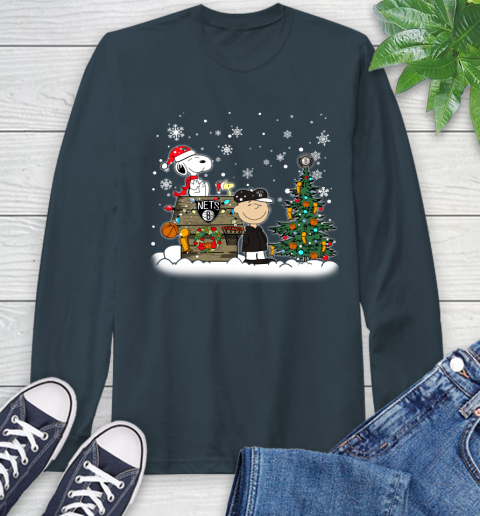Brooklyn Nets NBA Basketball Christmas The Peanuts Movie Snoopy Championship Long Sleeve T-Shirt 9