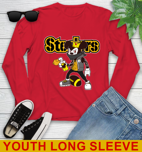 Pittsburgh Steelers NFL Football Mickey Peace Sign Sports Youth Long Sleeve 12 Pittsburgh Steelers NFL Football Mickey Peace Sign Sports Youth Long Sleeve - Image 12