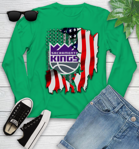 Sacramento Kings NBA Basketball American Flag Youth Long Sleeve 7