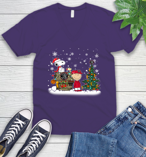 Toronto Raptors NBA Basketball Christmas The Peanuts Movie Snoopy Championship V-Neck T-Shirt 9