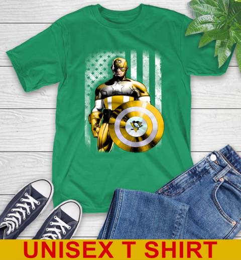 Pittsburgh Penguins NHL Hockey Captain America Marvel Avengers American Flag Shirt T-Shirt 7