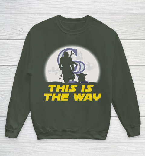Colorado Rockies MLB Baseball Star Wars Yoda And Mandalorian This Is The Way Youth Sweatshirt 8