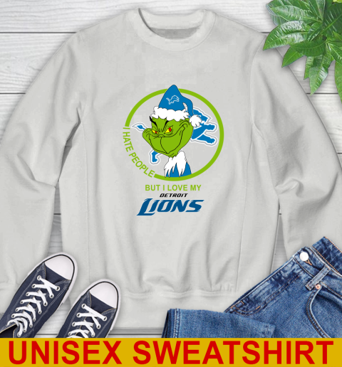 Detroit Lions NFL Christmas Grinch I Hate People But I Love My Favorite Football Team Sweatshirt 5