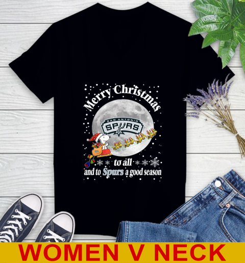 San Antonio Spurs Merry Christmas To All And To Spurs A Good Season NBA Basketball Sports Women's V-Neck T-Shirt